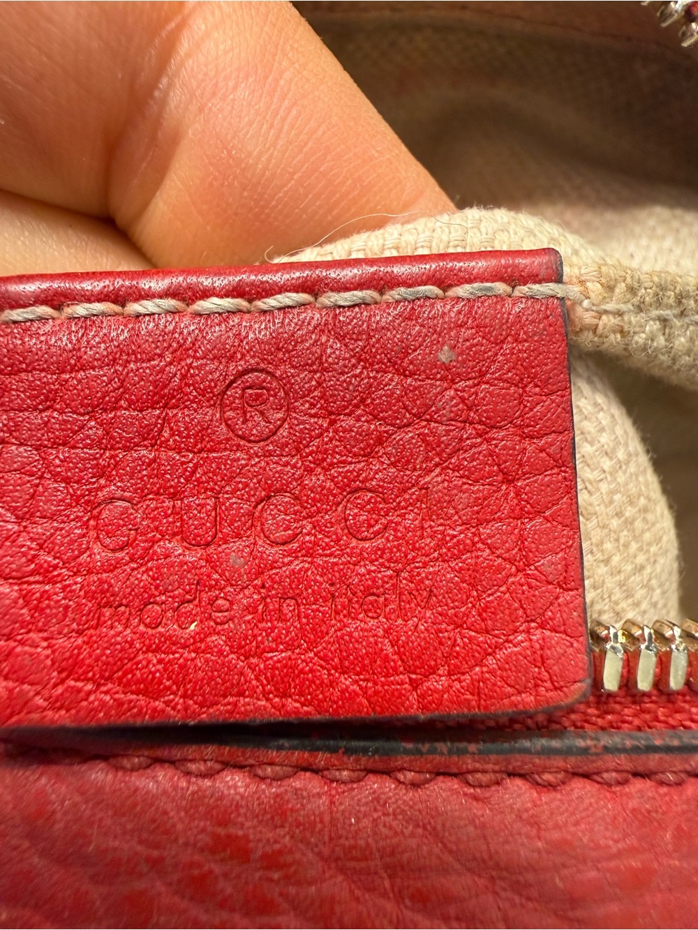 Gucci Red Pebbled Leather Crossbody with Tassel - Picture 11 of 12